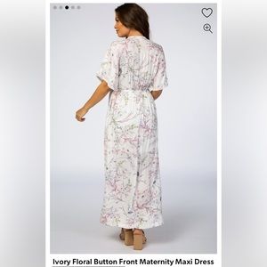 Ivory Floral Button Front Maternity Maxi Dress
